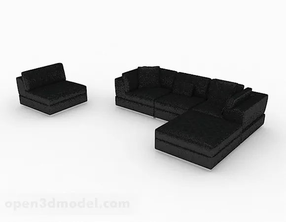 Black Minimalist Combination Sofa Design 3d model Black Minimalist Combination Sofa Design 3d model