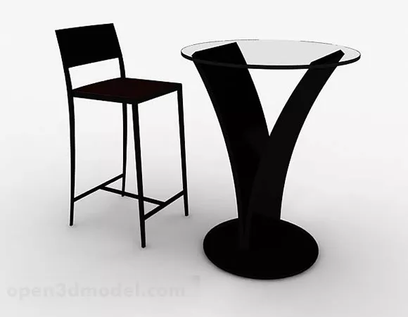 Black Minimalist Leisure Table Chair 3d model Black Minimalist Leisure Table Chair 3d model