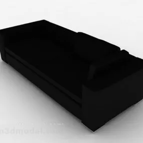 Black Modern Minimalist Double Sofa 3d model
