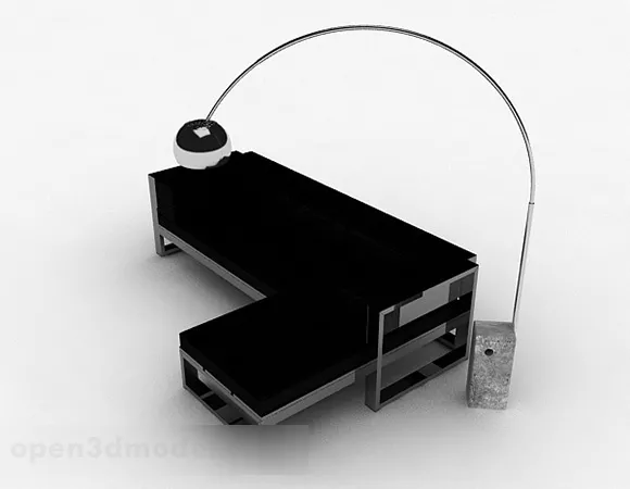 L Shaped Sofa With Floor Lamp 3d model L Shaped Sofa With Floor Lamp 3d model