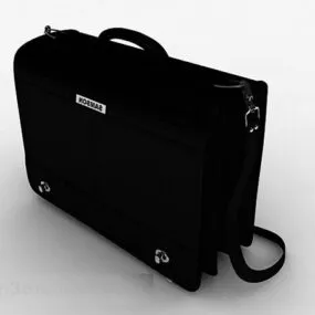 Black Leather Portable Briefcase 3d model