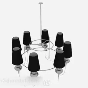 Black Round Chandelier V1 3d model
