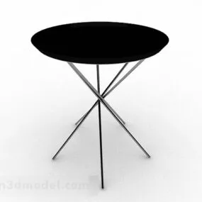 Black Color Round Dining Table 3d model