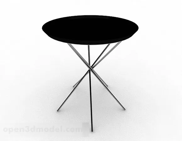 Black Color Round Dining Table 3d model Black Color Round Dining Table 3d model