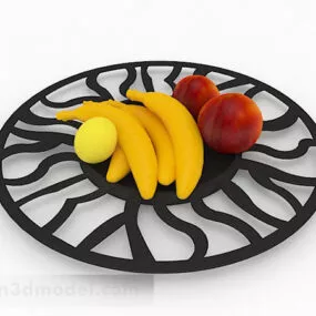 Black Round Hollow Pattern Fruit Container 3d model