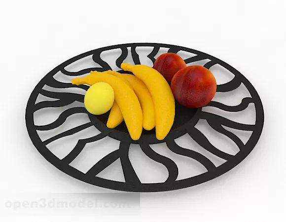 Black Round Hollow Pattern Fruit Container 3d model Black Round Hollow Pattern Fruit Container 3d model