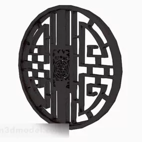 Black Round Hollow Pattern Window 3d model