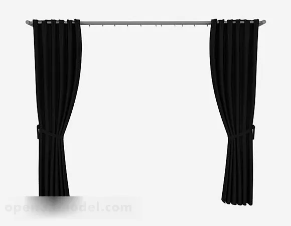 Black Fabric Curtains 3d model Black Fabric Curtains 3d model
