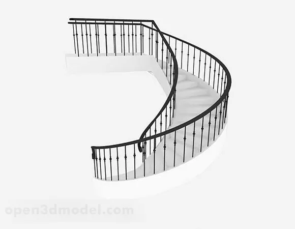 Steel Staircase With Rail 3d model
