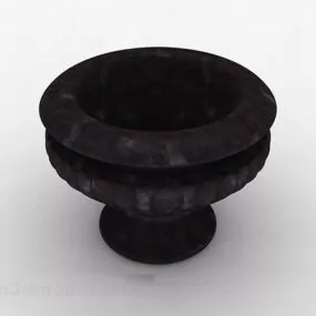 Black Stone Flower Bowl 3d model