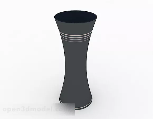 Black Wide Mouth Vase 3d model Black Wide Mouth Vase 3d model