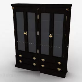 Black Wooden Bookcase 3d model