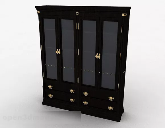 Office Walnut Bookcase 3d model