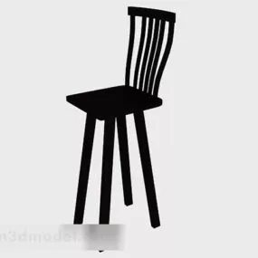 Black Wooden Home Chair V1 3d model