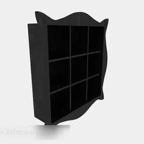 Black Wooden Home Display Cabinet 3d model