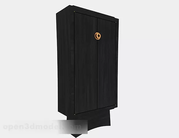 Walnut Wardrobe Grey Color 3d model