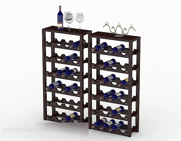Wine Rack With Glass Cup 3d model