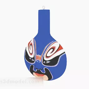 Blue Peking Opera Mask Decoration 3d model
