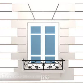 Glass Windows With Classic Handrails 3d model