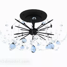 Blue Crystal Chandelier Furniture 3d model