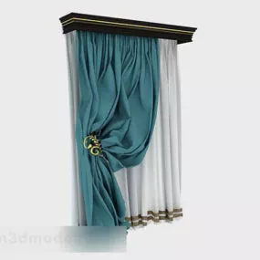 Blue White Curtain 3d model