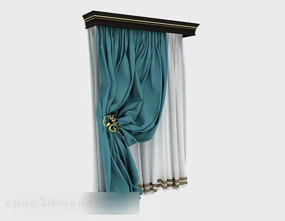 Blue White Curtain 3d model Blue White Curtain 3d model