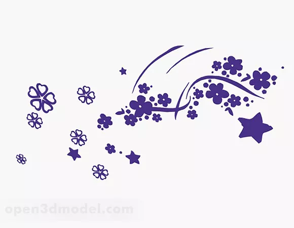Blue Flower Pattern Wallpaper 3d model Blue Flower Pattern Wallpaper 3d model