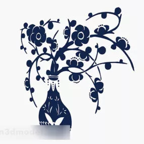 Blue Flower Wallpaper Decoration 3d model