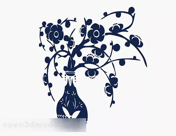 Blue Flower Wallpaper Decoration 3d model Blue Flower Wallpaper Decoration 3d model