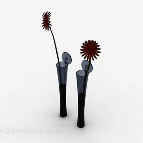 Blue Glass Bottle Home Decoration 3d model