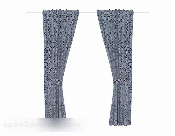 Blue Gray Pattern Curtain 3d model Blue Gray Pattern Curtain 3d model