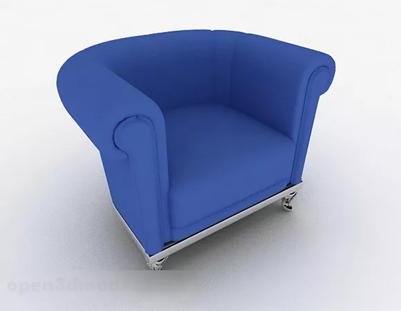 Blue Minimalist Home Single Sofa 3d model Blue Minimalist Home Single Sofa 3d model