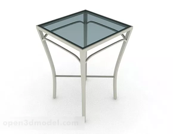Blue Glass Square Dining Table 3d model Blue Glass Square Dining Table 3d model