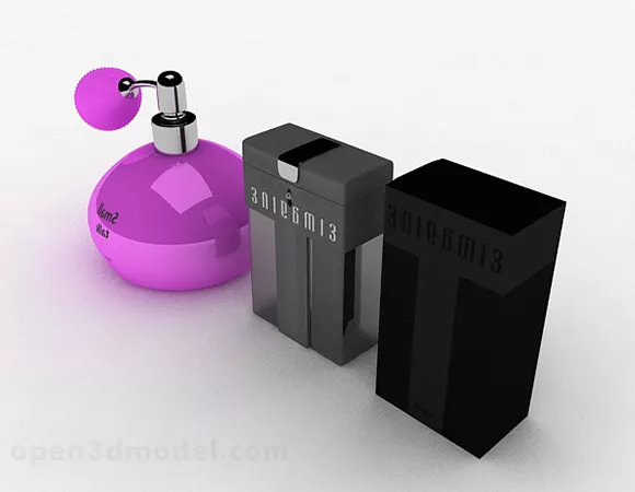 Cosmetic Bottles On Shelf 3d model