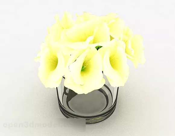 Glass Vase Yellow Flowers Home Decor 3d model Glass Vase Yellow Flowers Home Decor 3d model