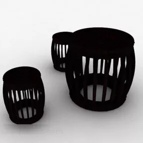 Brown Chinese Style Stool 3d model