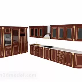 Brown L Shaped Wooden Cabinet 3d model