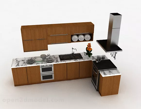 Kitchen L Shaped Cabinet 3d model Kitchen L Shaped Cabinet 3d model