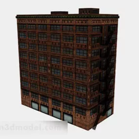 Brown Apartment Building 3d model