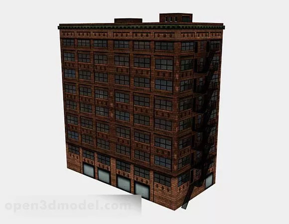 Brick Apartment Building 3d model