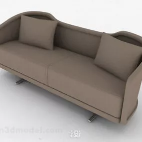 Brown Casual Double Sofa Furniture 3d model