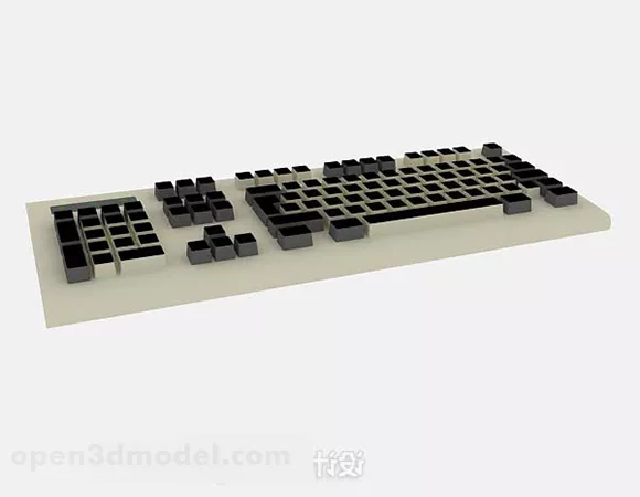 Office Work Desk With Computer 3d model
