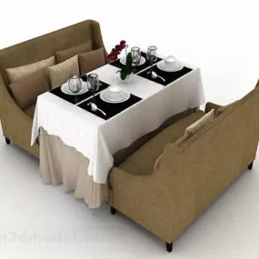 Brown Dining Table Chairs 3d model