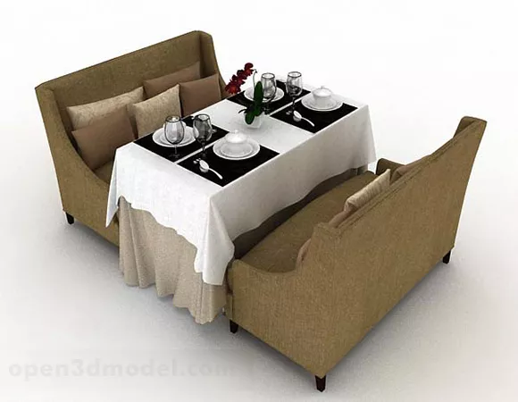 Brown Dining Table Chairs 3d model Brown Dining Table Chairs 3d model