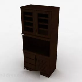 Brown Double Door Display Cabinet 3d model