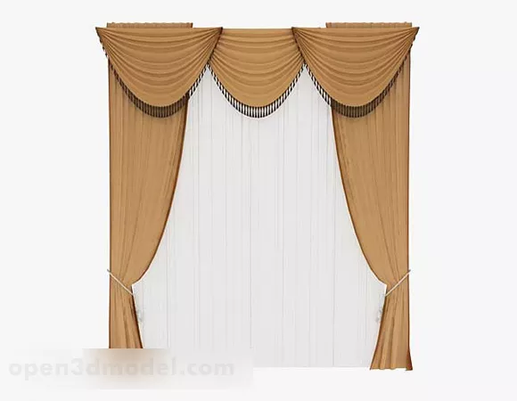 Brown European Curtain 3d model Brown European Curtain 3d model