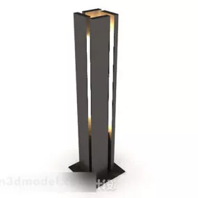 Brown Wooden Floor Lamp 3d model