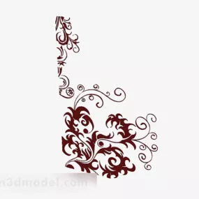Brown Flower Pattern Wallpaper 3d model