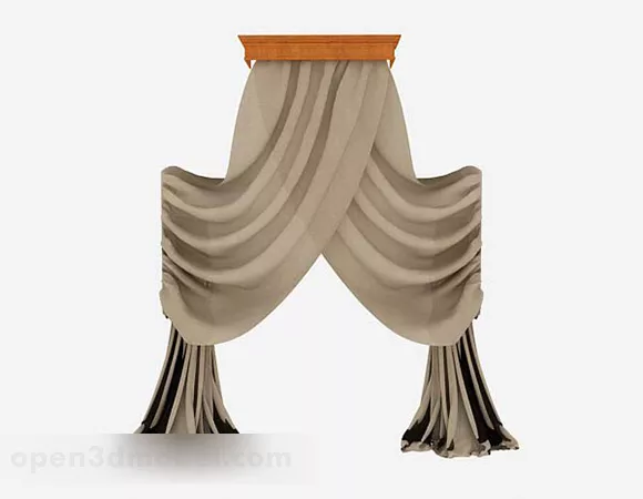Brown Gauze Curtain 3d model Brown Gauze Curtain 3d model
