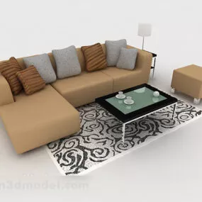 Brown Home Simple Sofa 3d model